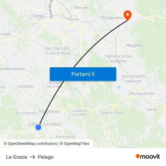 Le Grazie to Pelago map