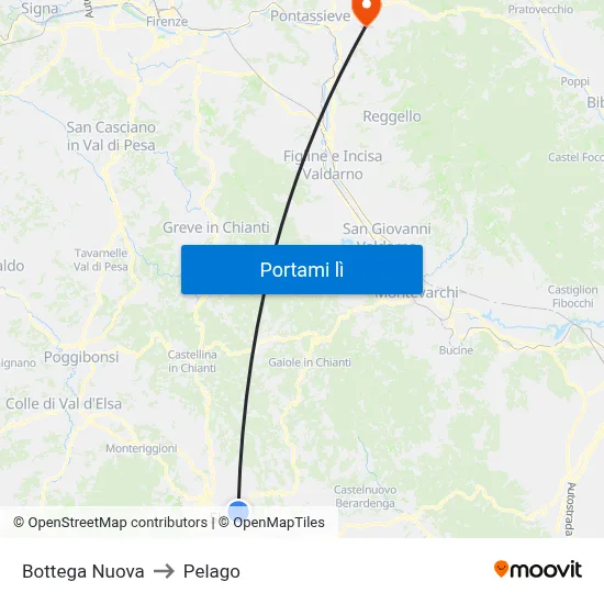 Bottega Nuova to Pelago map