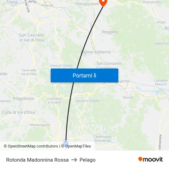 Rotonda Madonnina Rossa to Pelago map