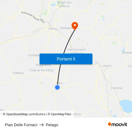 Pian Delle Fornaci to Pelago map
