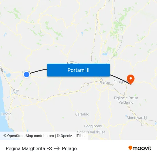 Regina Margherita FS to Pelago map