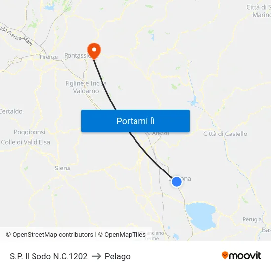 S.P. Il Sodo N.C.1202 to Pelago map