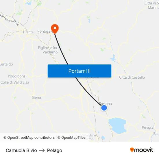 Camucia Bivio to Pelago map
