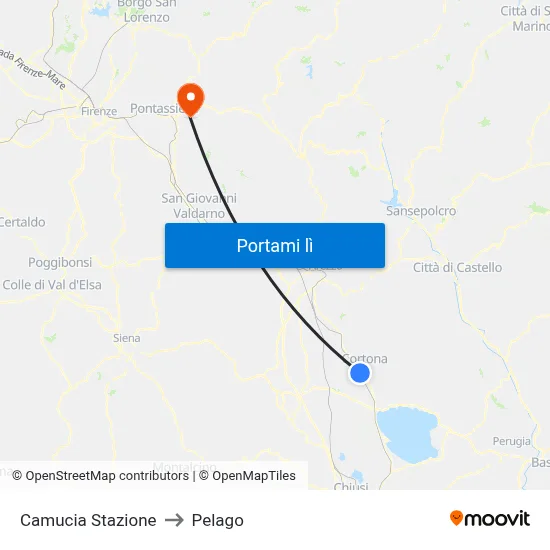 Camucia Stazione to Pelago map