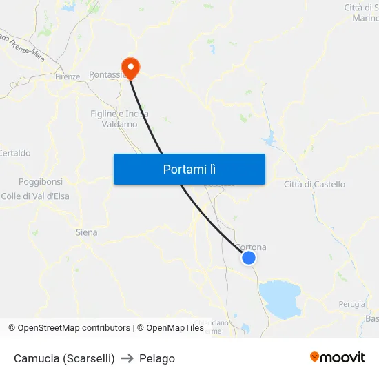 Camucia (Scarselli) to Pelago map