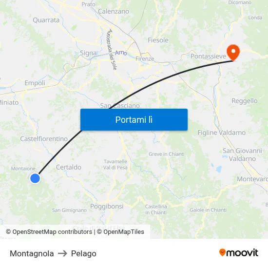 Montagnola to Pelago map