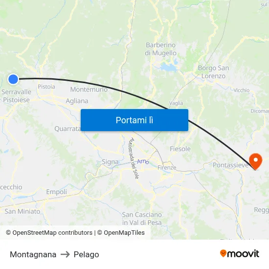 Montagnana to Pelago map