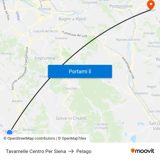 Tavarnelle Centro Per Siena to Pelago map