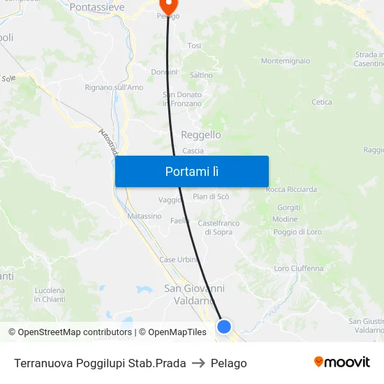Terranuova Poggilupi Stab.Prada to Pelago map