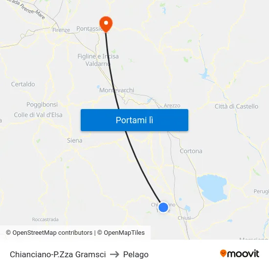 Chianciano-P.Zza Gramsci to Pelago map