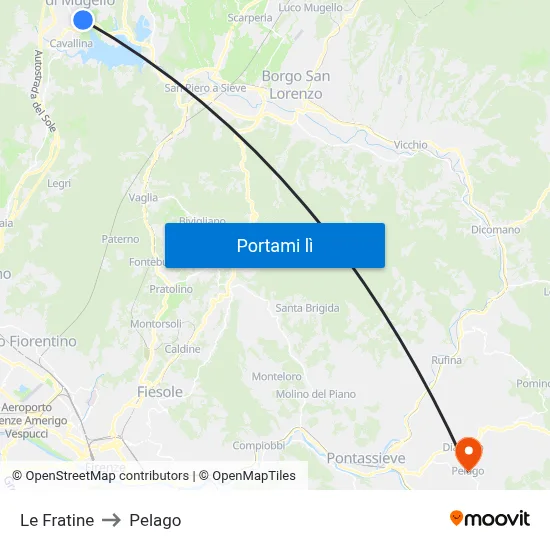 Le Fratine to Pelago map