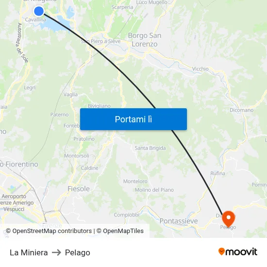 La Miniera to Pelago map
