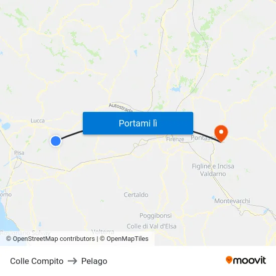 Colle Compito to Pelago map