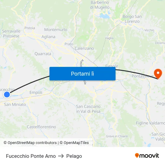 Fucecchio Ponte Arno to Pelago map