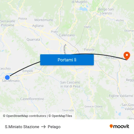 S.Miniato Stazione to Pelago map