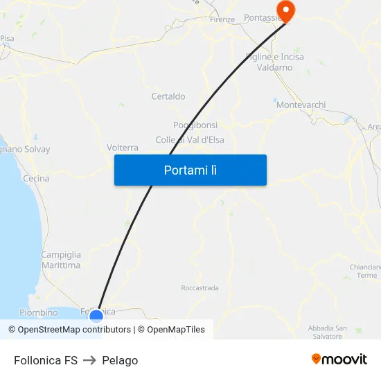 Follonica FS to Pelago map