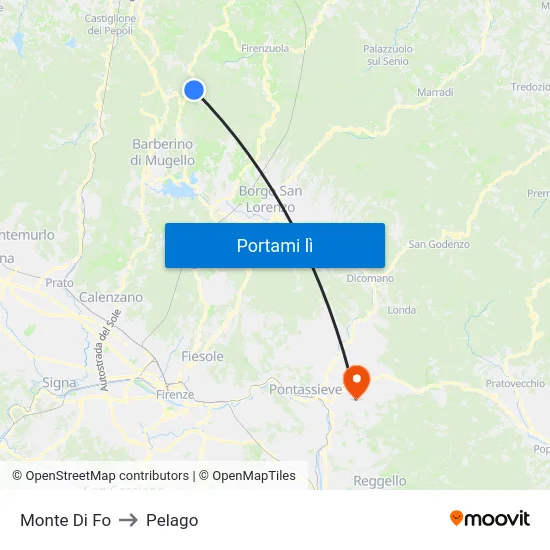 Monte Di Fo to Pelago map