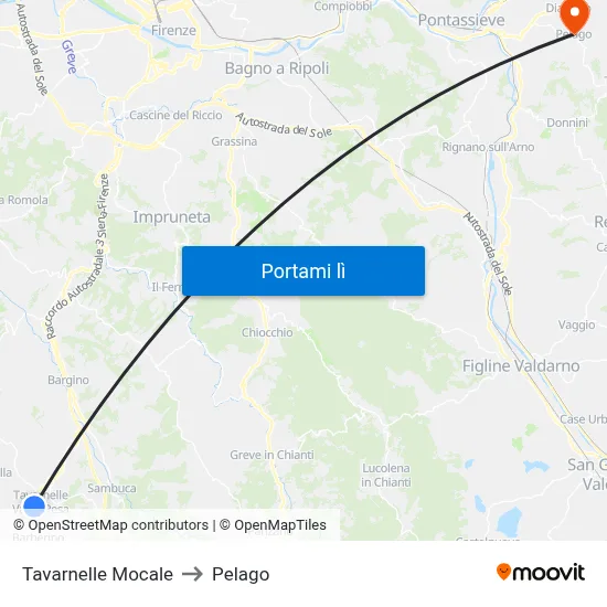 Tavarnelle Mocale to Pelago map