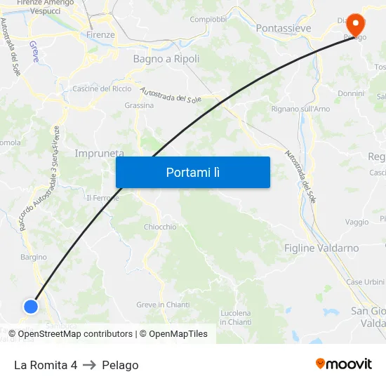 La Romita 4 to Pelago map