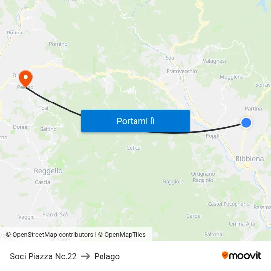 Soci Piazza Nc.22 to Pelago map