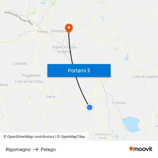 Rigomagno to Pelago map