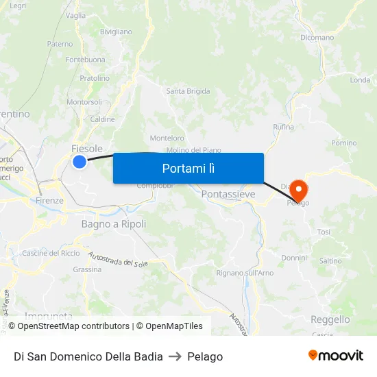 Di San Domenico Della Badia to Pelago map