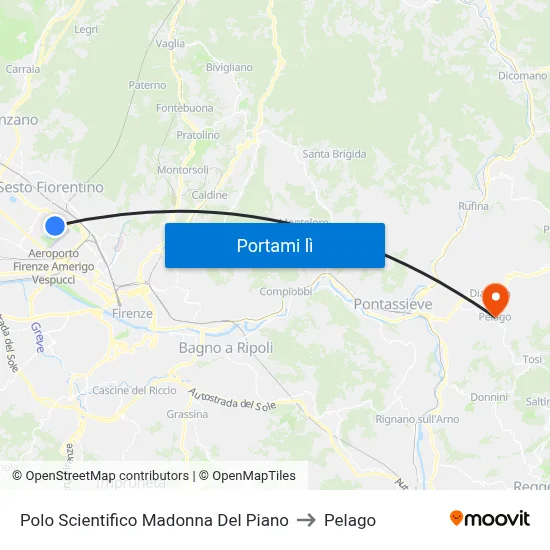 Polo Scientifico Madonna Del Piano to Pelago map