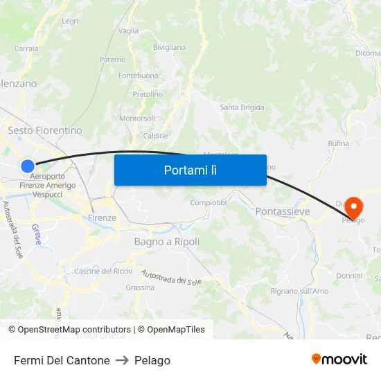 Fermi Del Cantone to Pelago map