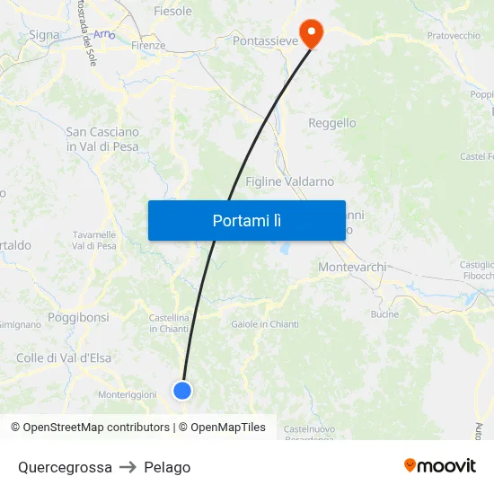 Quercegrossa to Pelago map