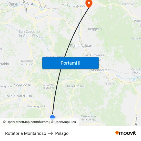 Rotatoria Montarioso to Pelago map