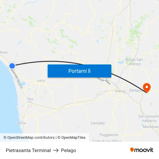 Pietrasanta Terminal to Pelago map