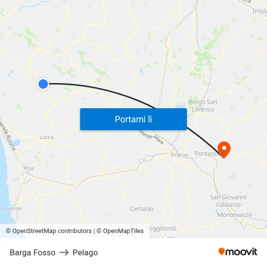 Barga Fosso to Pelago map