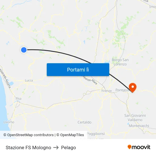 Stazione FS Mologno to Pelago map