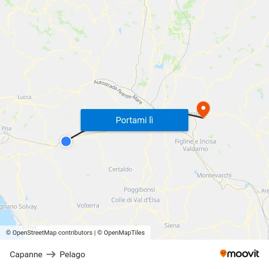 Capanne to Pelago map