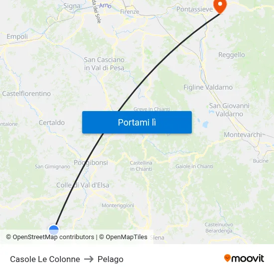 Casole Le Colonne to Pelago map