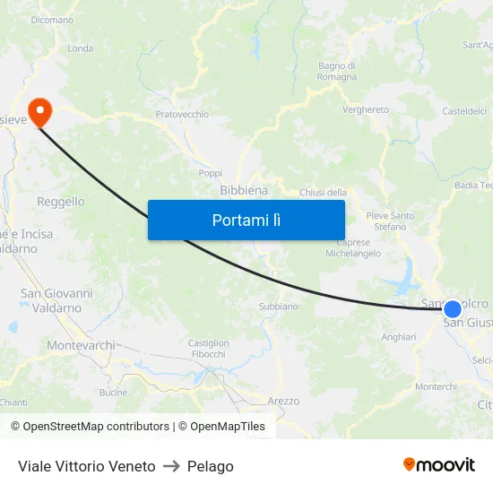 Viale Vittorio Veneto to Pelago map