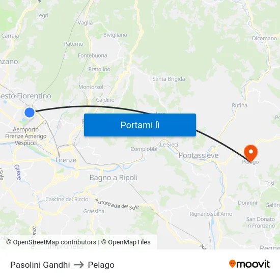 Pasolini Gandhi to Pelago map