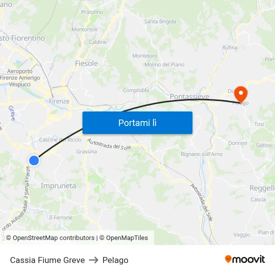 Cassia Fiume Greve to Pelago map