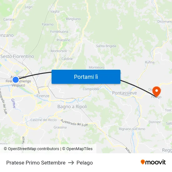Pratese Primo Settembre to Pelago map