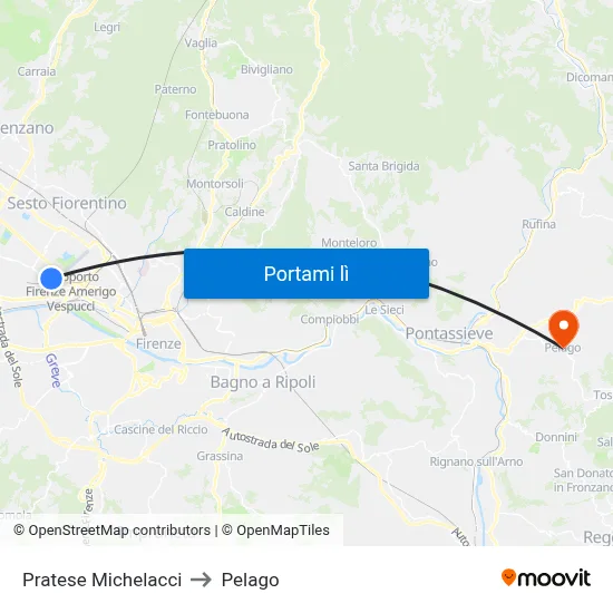 Pratese Michelacci to Pelago map
