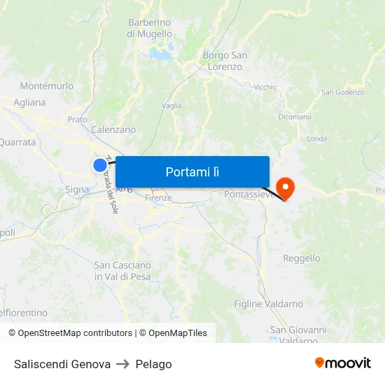 Saliscendi Genova to Pelago map