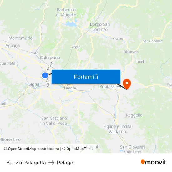 Buozzi Palagetta to Pelago map