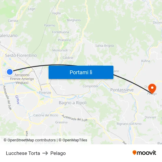 Lucchese Torta to Pelago map