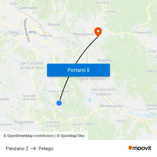 Panzano 2 to Pelago map