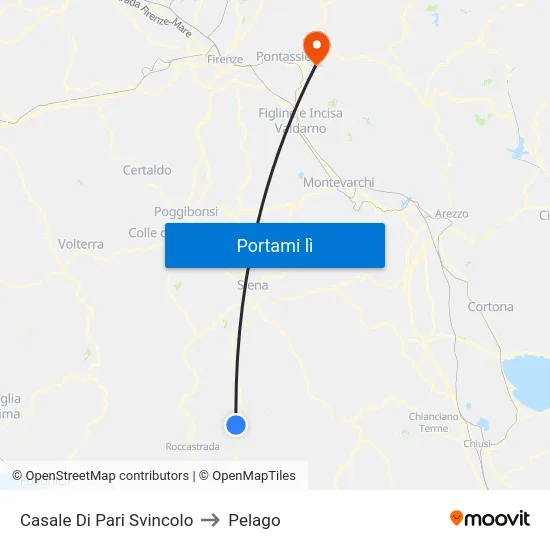 Casale Di Pari Svincolo to Pelago map