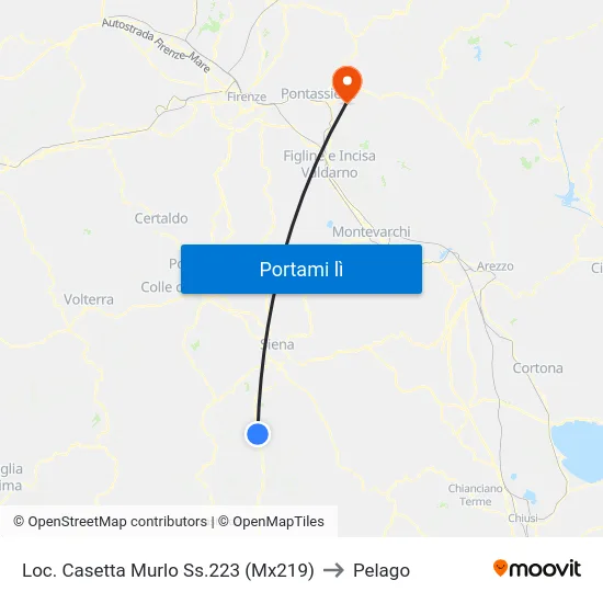 Loc. Casetta Murlo Ss.223 (Mx219) to Pelago map