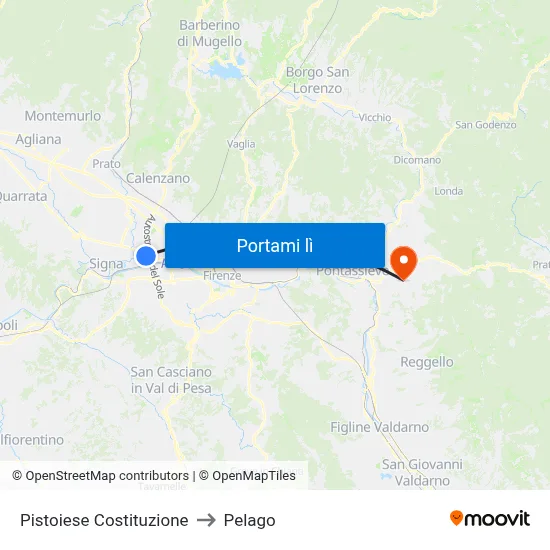 Pistoiese Costituzione to Pelago map