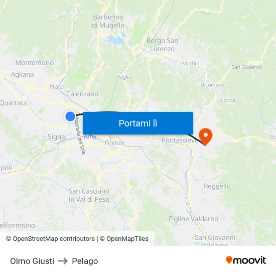 Olmo Giusti to Pelago map