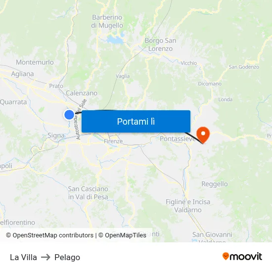 La Villa to Pelago map