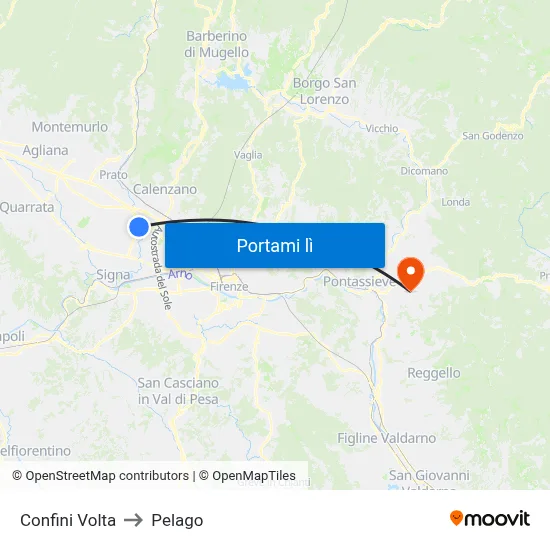 Confini Volta to Pelago map